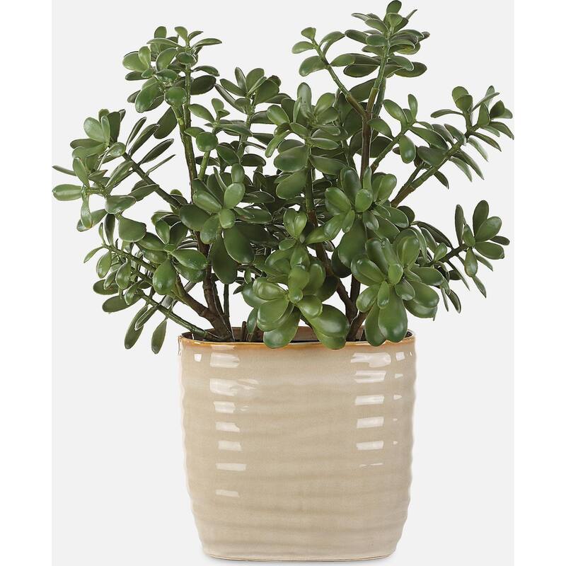 Uttermost 60226 Crassula Jade 23-1/2" Tall Ceramic Faux Flora Planter - Tan