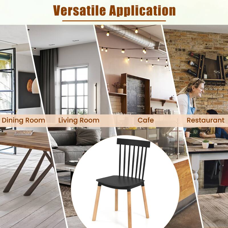 Gymax Set of 4 Windsor Dining Chairs Dining Chairs w/ Spindle Backs &