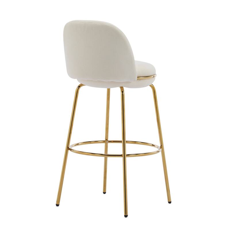 Christopher Knight Home - Rio Claro 37.75" Gold Metal Barstool Set with Beige Upholstery for Kitchen Island or Home Bar