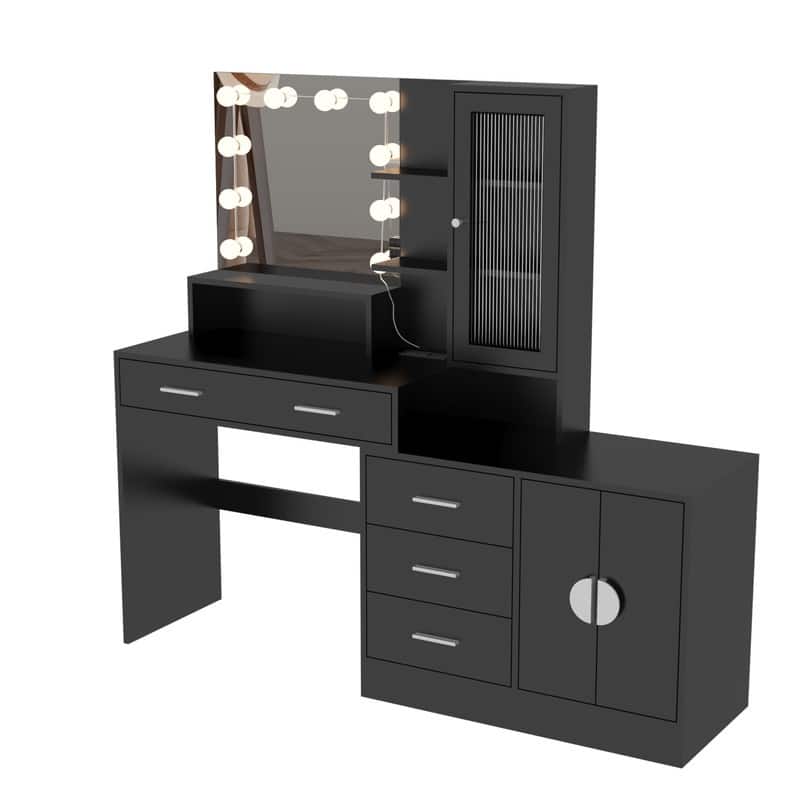Dressing Table with Combination Cabinet - Black