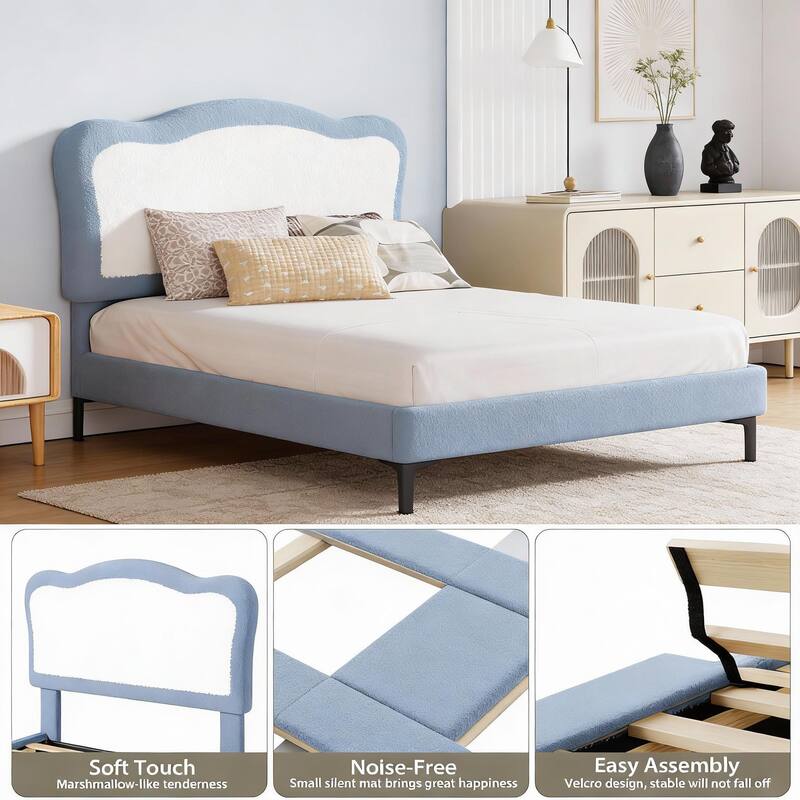 Upholstered Bed Frame, with Headboard & Footboard