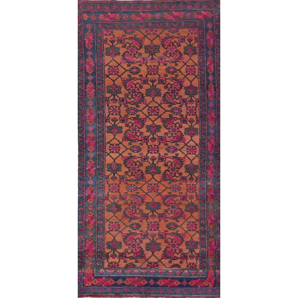 Over-Dyed Sirjan Persian Vintage Runner Rug Handmade Wool Carpet - 3'11"x 9'10"