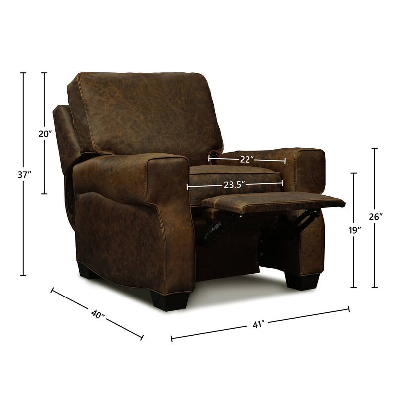 Cordova 100% Top Grain Leather Mid-century Manual Push-Back Recliner