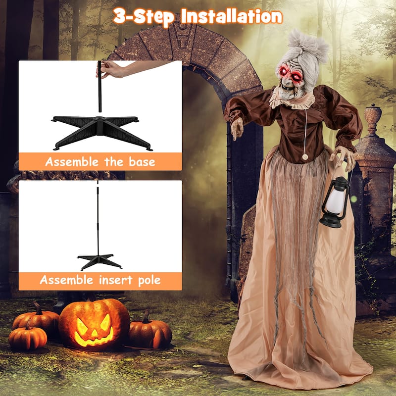 Gymax Halloween Animatronic Talking Zombie Maid in Lantern Halloween