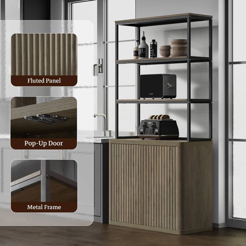 70.8"H Shelving Unit with 2 Doors:Transforming Kitchen and Study Spaces
