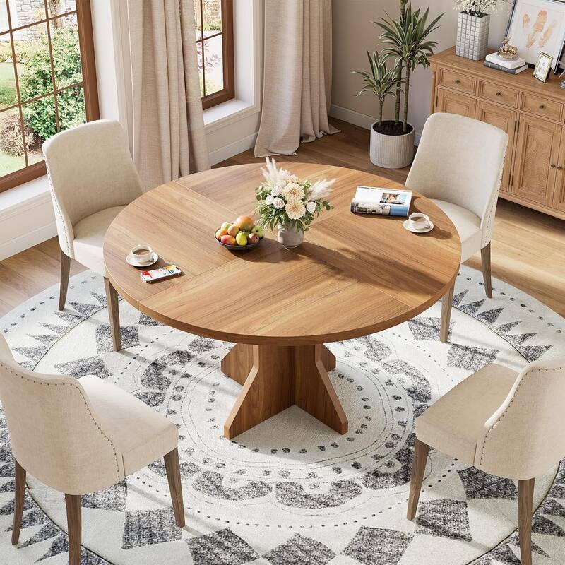47" Kitchen Round Dining Table for 4-6 People for Living Room, Kitchen, Apartment