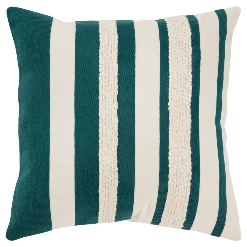 Rizzy Home Transitional Poly Filled Decorative Pillow 20" x 20" - Natural/Teal