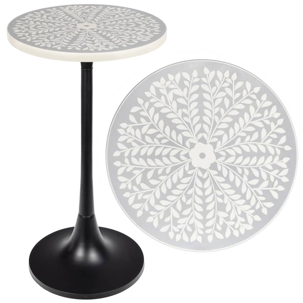 Miles 25" Modern Bohemian Metal/Resin Inlay Top End Table, by JONATHAN Y