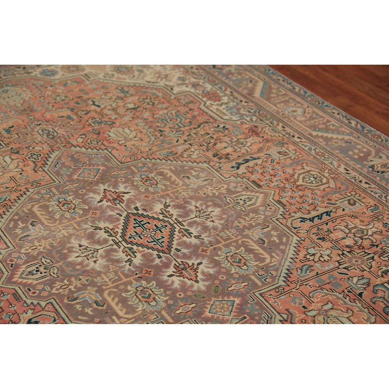 Geometric Tabriz Persian Vintage Area Rug Handmade Wool Carpet - 6'7" x 9'7"