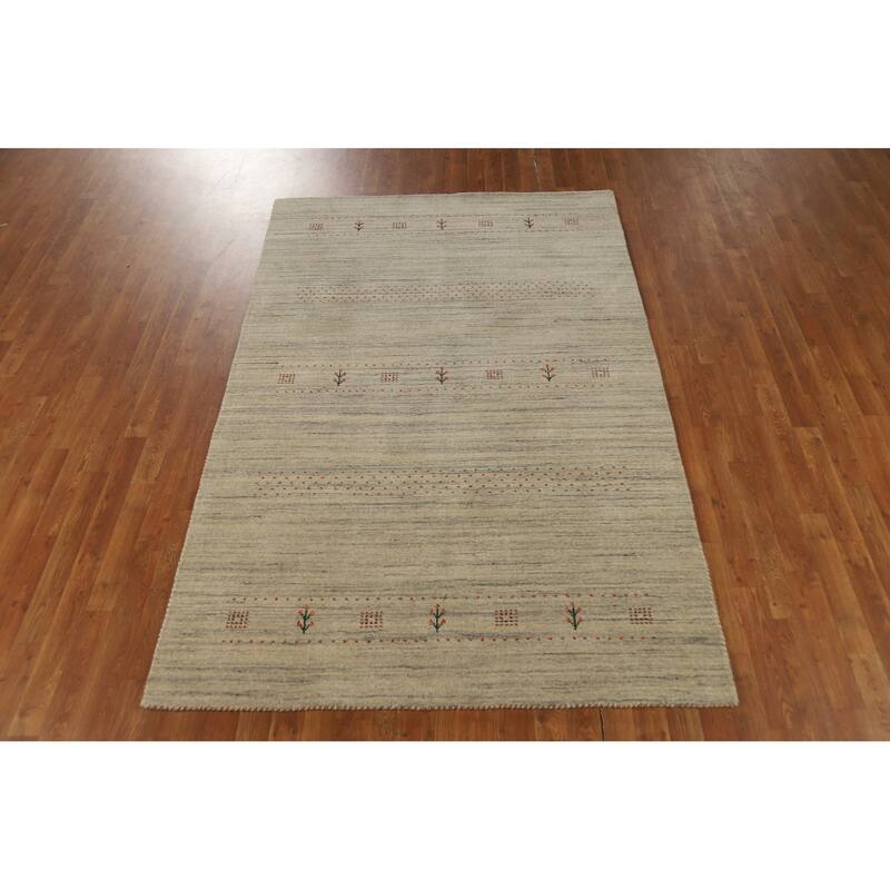 Hand Knotted Oriental 100% Wool Carpet Tribal Tribal Beige & Ivories Gabbeh Area Rug - 7' 10'' X 5' 1''