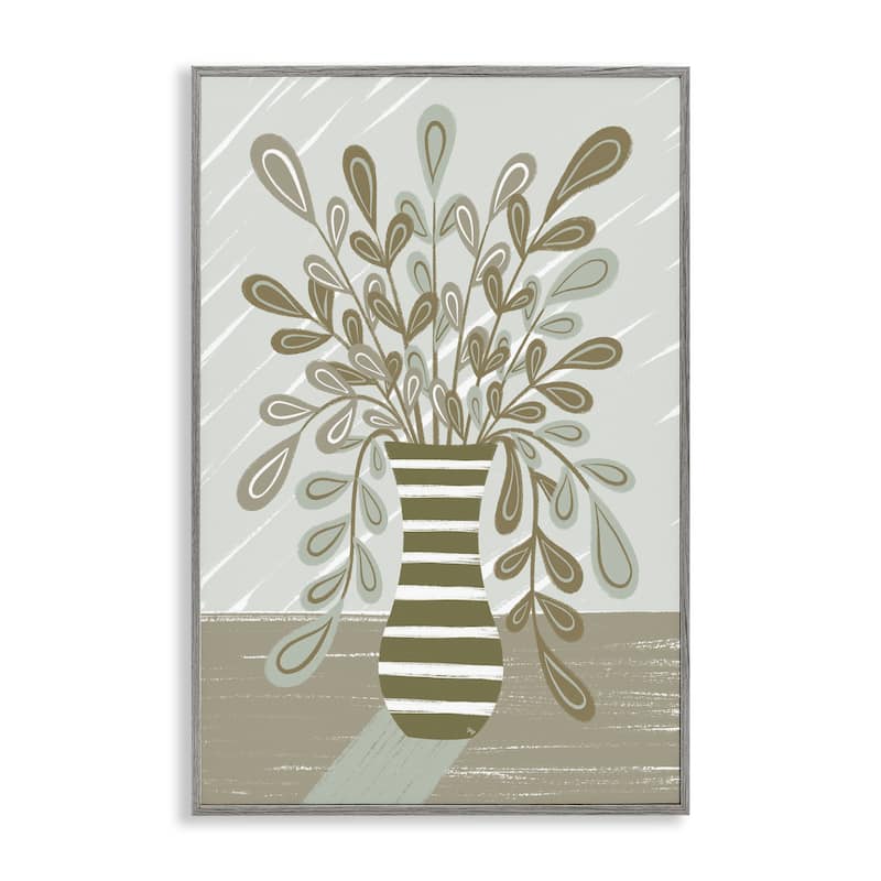 Stupell Muted Minimal Foliage Bouquet Framed Giclee Art Design By Martina Pavlova - 16 x 24 - Grey