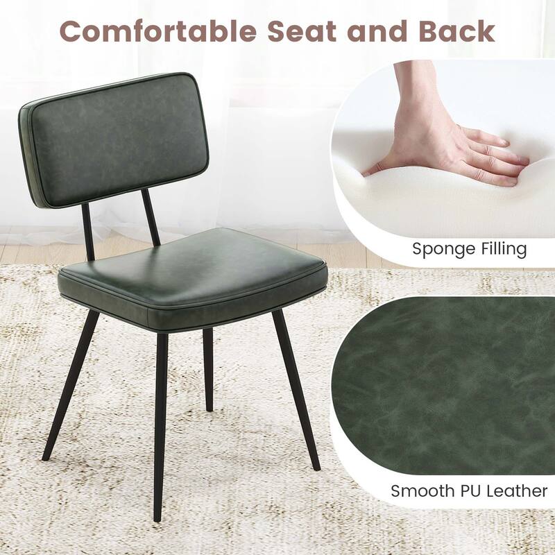 Costway Dining Chairs Set of 2 with PU Leather Cover Filled Sponge - See Details