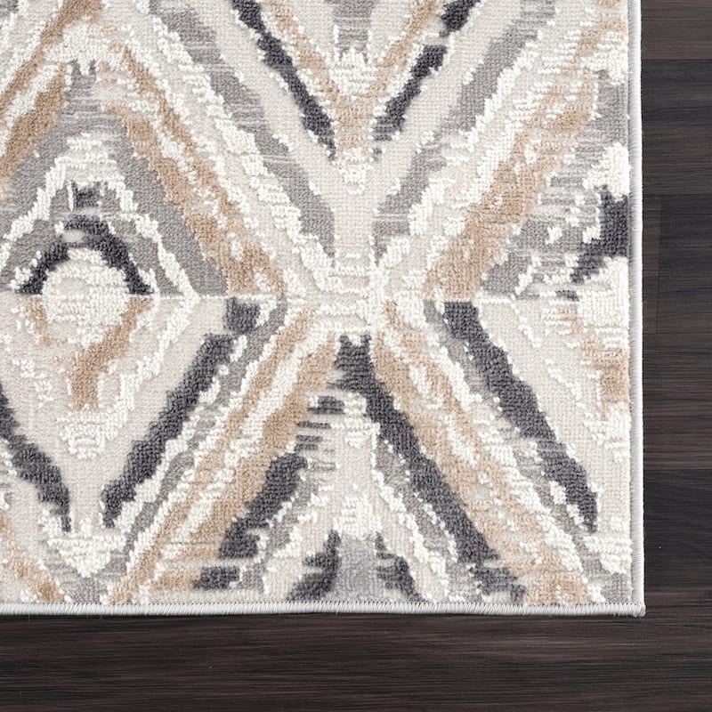 Abani Dune Contemporary Geometric Grey Textured Diamond Indoor Area Rug