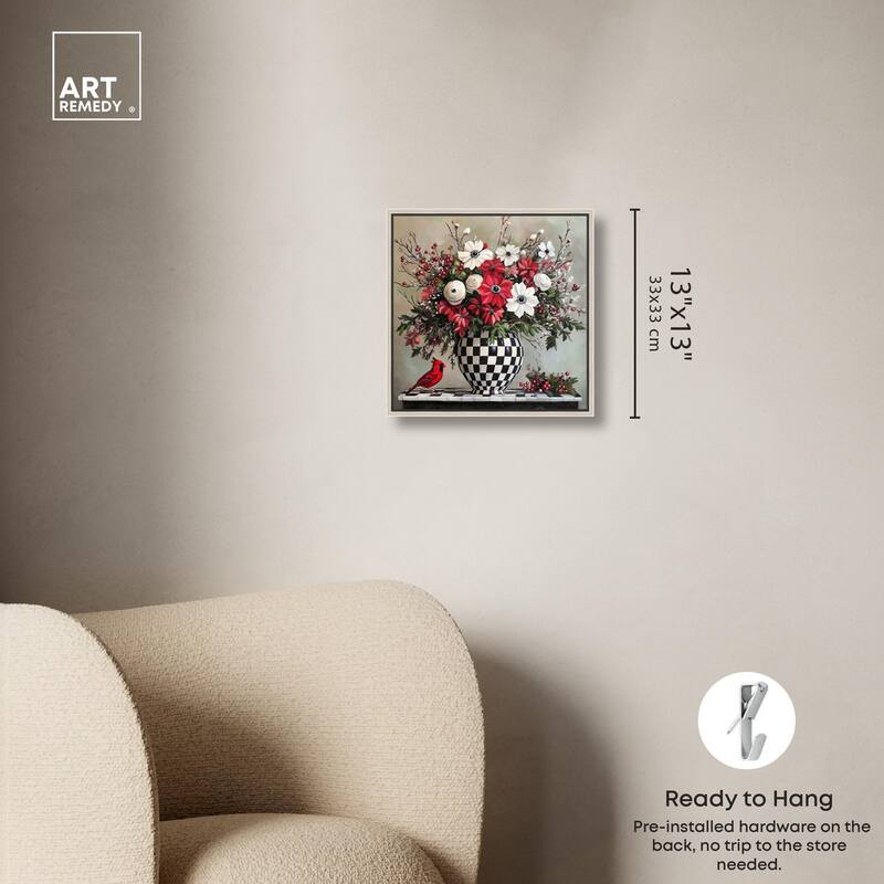Checkerboard Vase Blooms I Canvas by Art Remedy