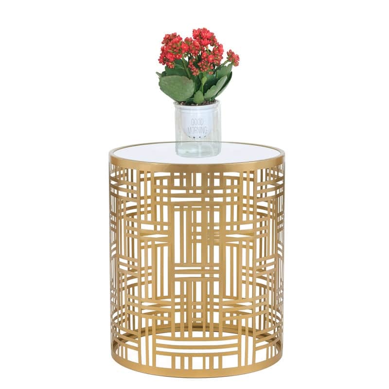 ADECO End Table Gold Accent Side Coffee Nightstand Stool