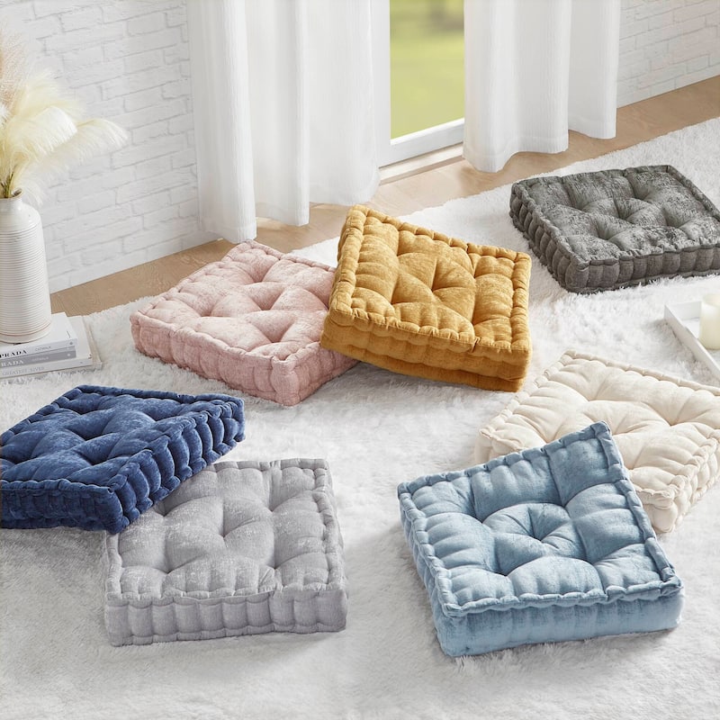 Intelligent Designs Charvi Poly Chenille Square Floor Pillow Cushion