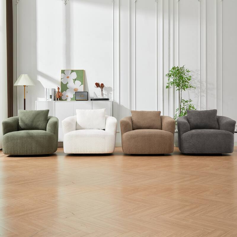 Swivel Chair with Throw Pillow & Spring Seat