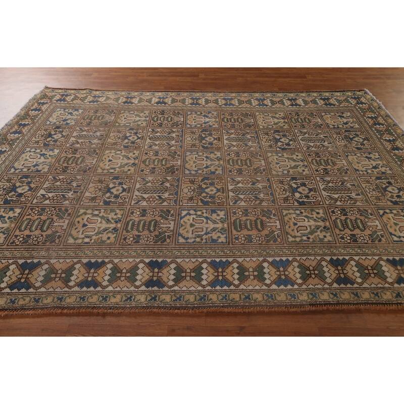 Garden Design Bakhtiari Persian Vintage Rug Geometric Wool Carpet - 6'11"x 9'6"