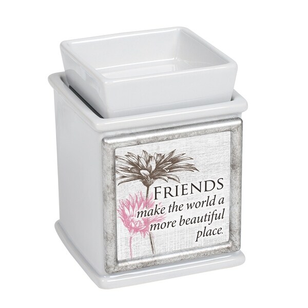 5" White and Gray "Friends" Printed Cuboid Glass Warmer - N/A