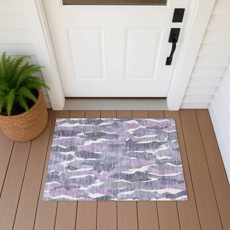Machine Washable Indoor/ Outdoor Contemporary Dylan Chantille Rug - Purple - 1'8" x 2'6"