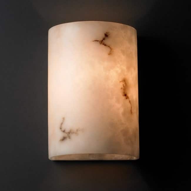Porch & Den Hornecker Faux Alabaster Shade 2-light Small Cylinder Wall Sconce