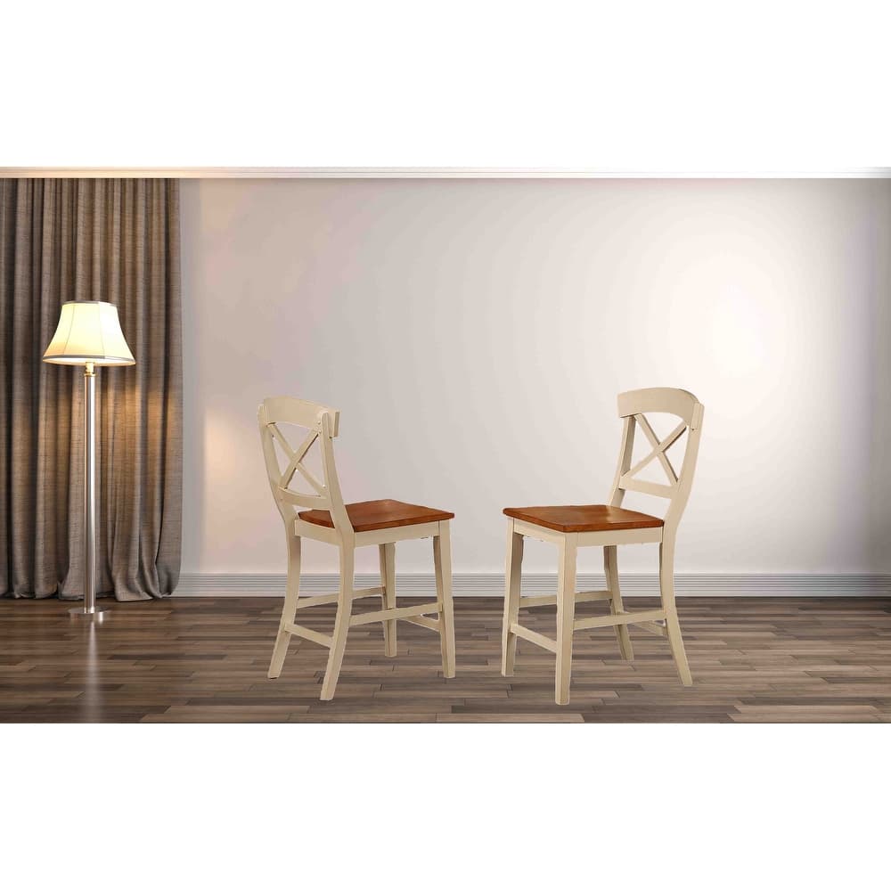 Transitional X-Back 24"Counter Stool In Caramel Biscotti