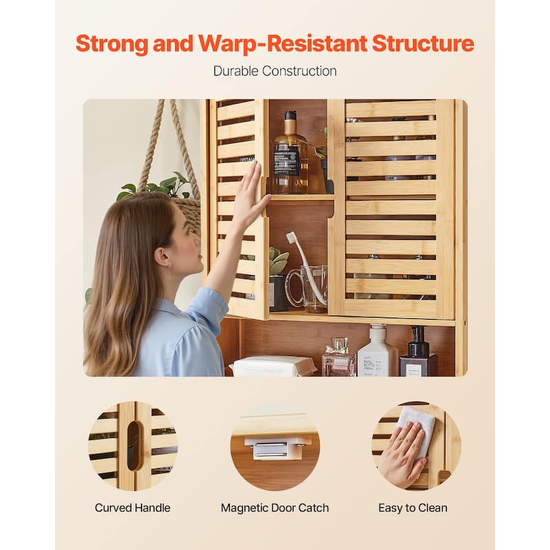 Space-Saving Hanging Bathroom Cabinet with 3-Level Adjustable Shelves for Toiletries and Essentials - 23” x 8” x 26”