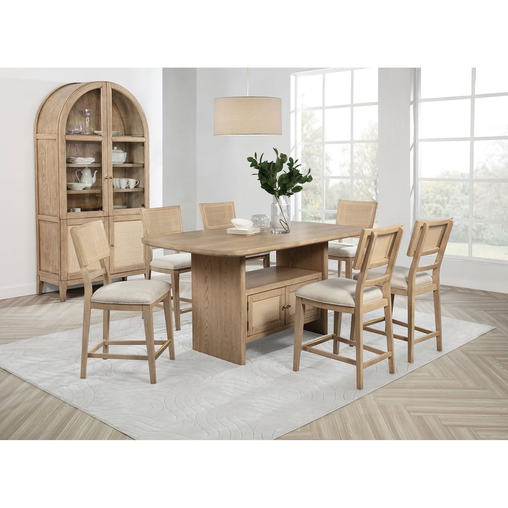 Kailani Wood Counter Height Dining Set Beige Oak