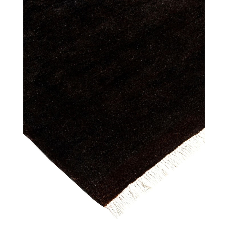 Overton Hand Knotted Wool Vintage Inspired Modern Contemporary Overdyed Black Area Rug - 10' 2" x 13' 7"