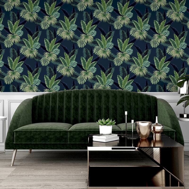 Arthouse Miami Navy Palms Wallpaper