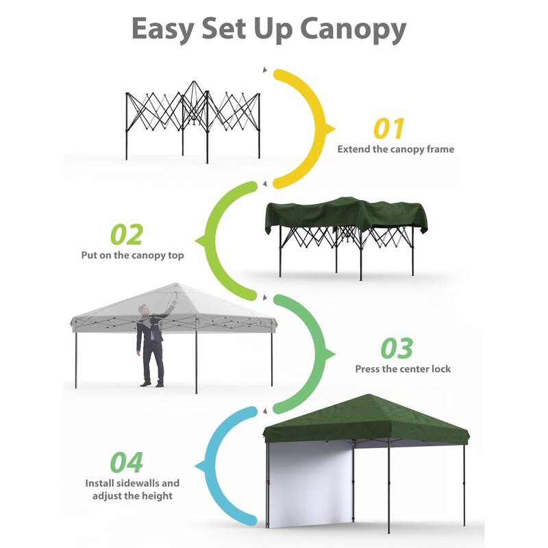 10x10 Feet Instant Pop-Up Canopy Tent, 1 Removable Sidewalls - 10*10Ft