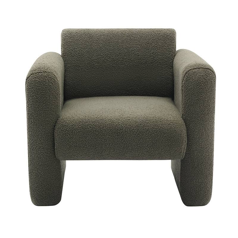 Modern Accent Chair Lambskin Sherpa Fabric