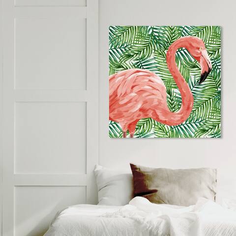 Wynwood Studio 'Flamingo Profile' Animals Wall Art Canvas Print Birds - Pink, Green