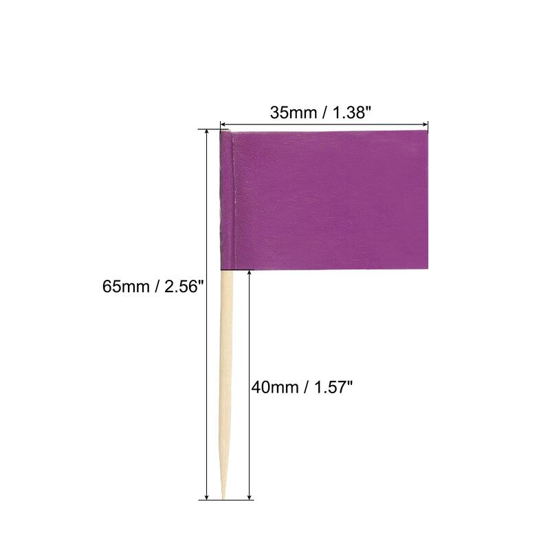 100 Pcs Flag Toothpicks Cheese Markers Colored Cake Toppers - Purple