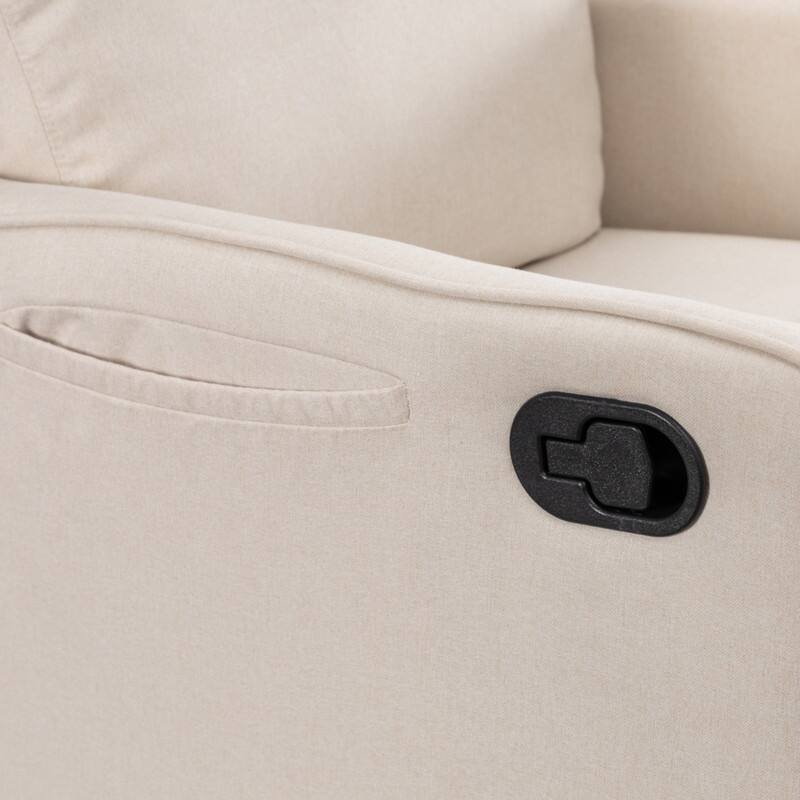 Cotton Linen Fabric Swivel Rocking Chair With Adjustment Backrest Footrest and Samll Pocket