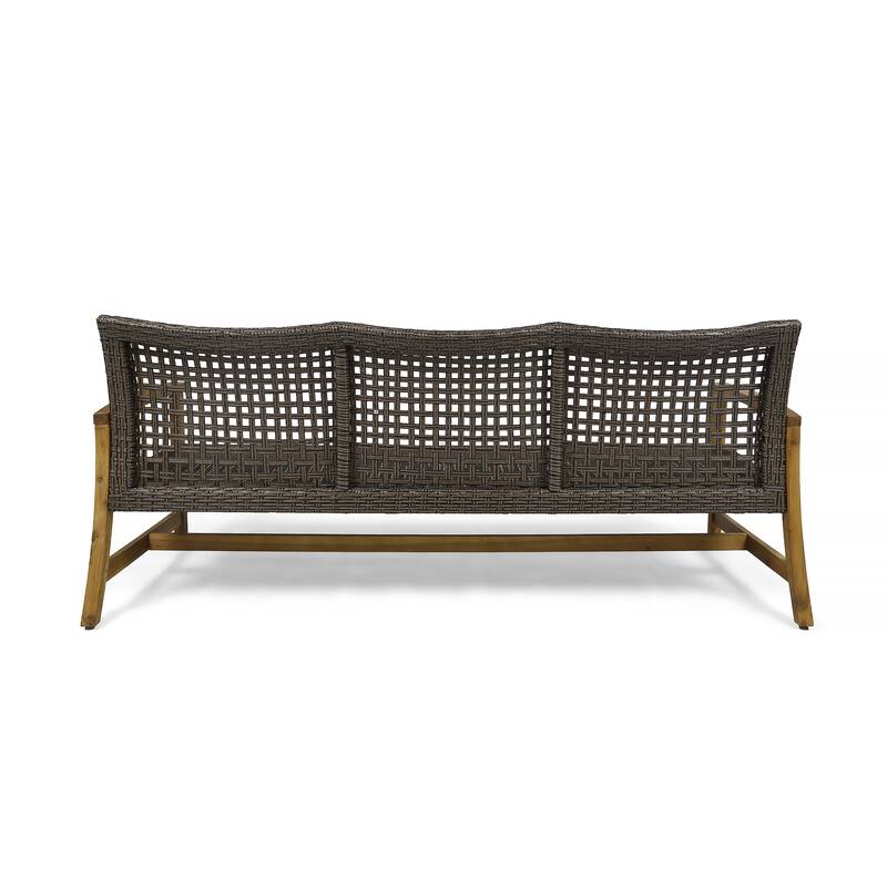 Hampton Outdoor 5-piece Wood and Wicker Sofa Chat Set by Christopher Knight Home