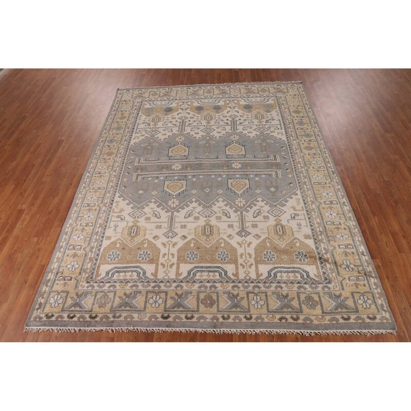 Khotan Indian Area Rug Handmade Wool Carpet - 8'0"x 10'1"