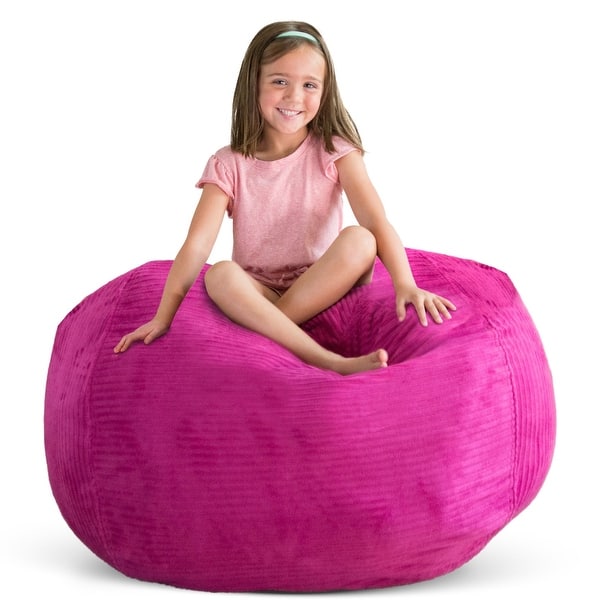 slide 2 of 8, Creative QT 33" Large Beanbag - Stuff n Sit, Hot Pink Corduroy