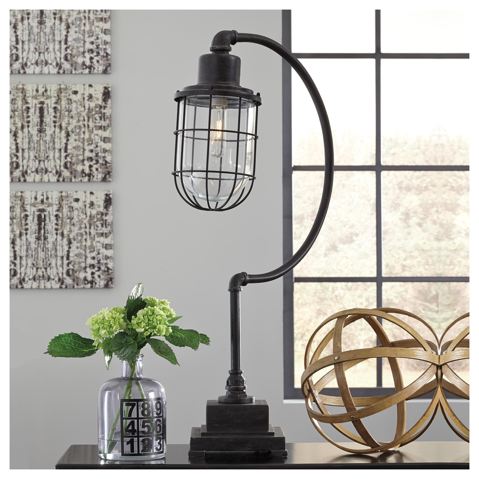 Jae Antique Black 33 Inch Metal Desk Lamp