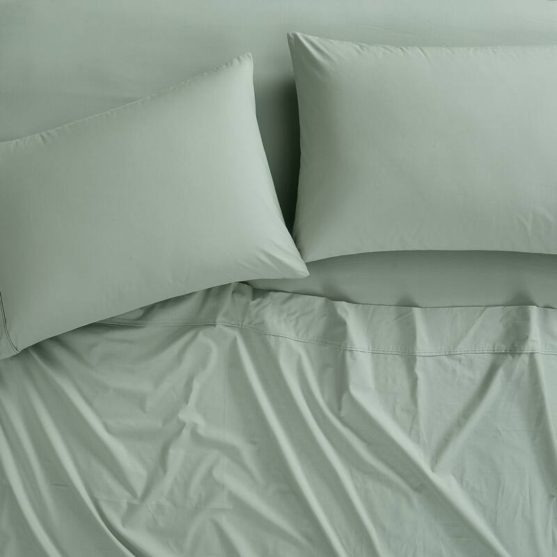 Brooklyn Loom Solid Cotton Percale Bed Sheet Set