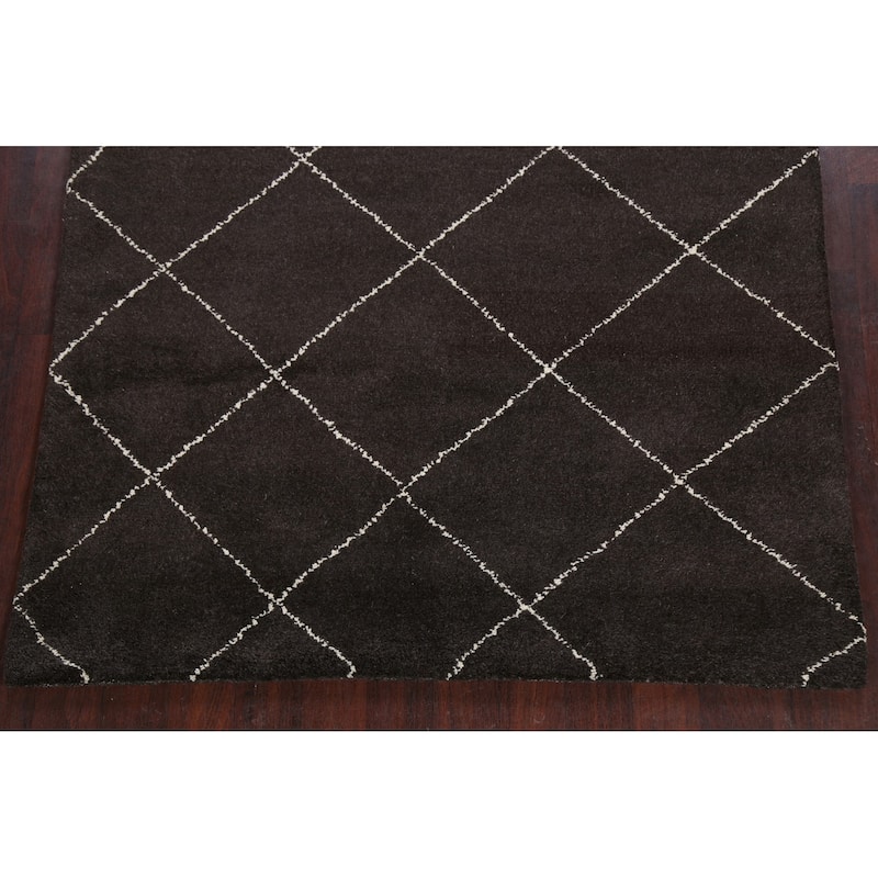 Trellis Modern Moroccan Oriental Area Rug Hand-knotted Wool Carpet - 5'4" x 6'4"