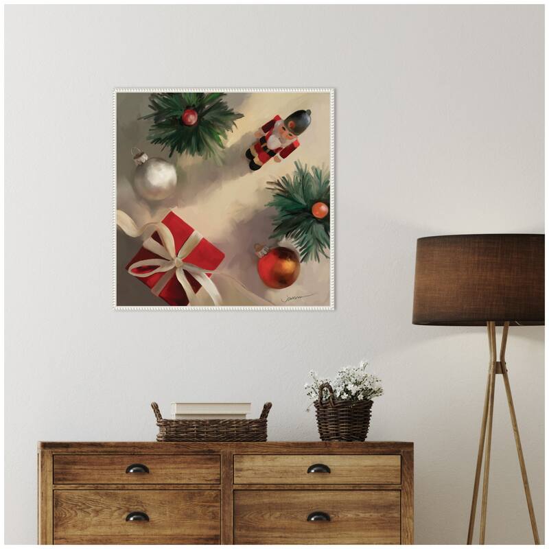 Kate and Laurel Tis The Holiday Season by Mary Sparrow Framed Canvas Wall Art Print