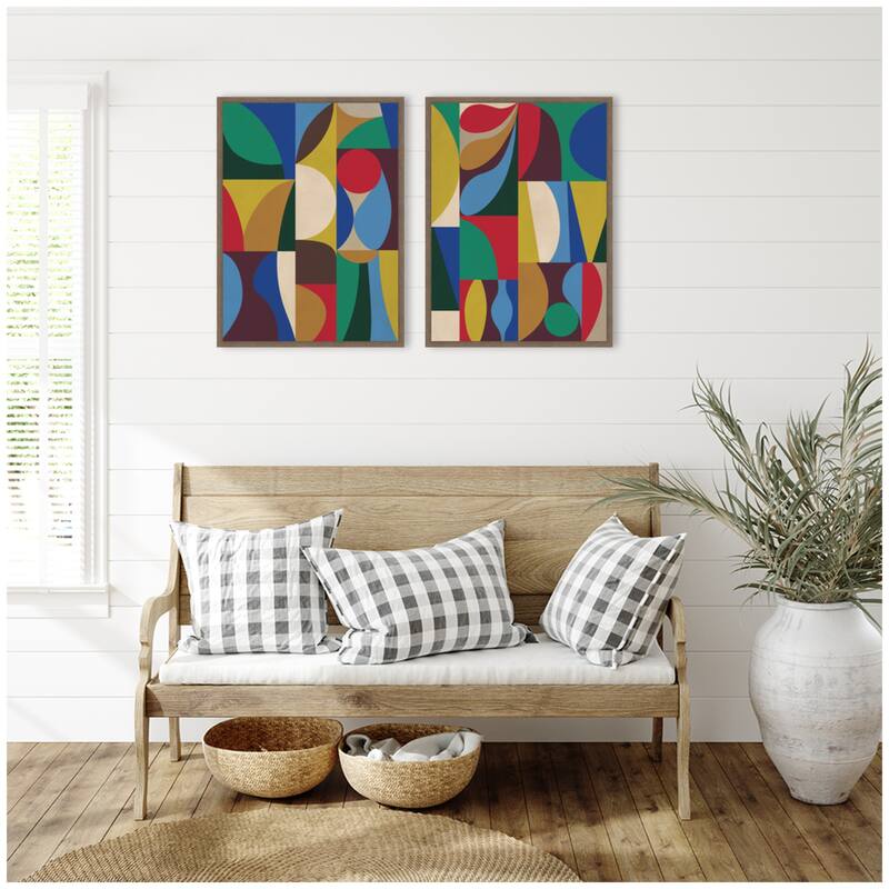 Kate and Laurel Abstract Deep 2 Piece Framed Canvas Wall Art Set by Rachel Lee