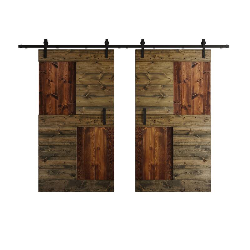 Coast Sequoia 48in./60in./72in./84in. x 84in. S Series Multi-Color Pine Wood Double Sliding Barn Door With Hardware Kit