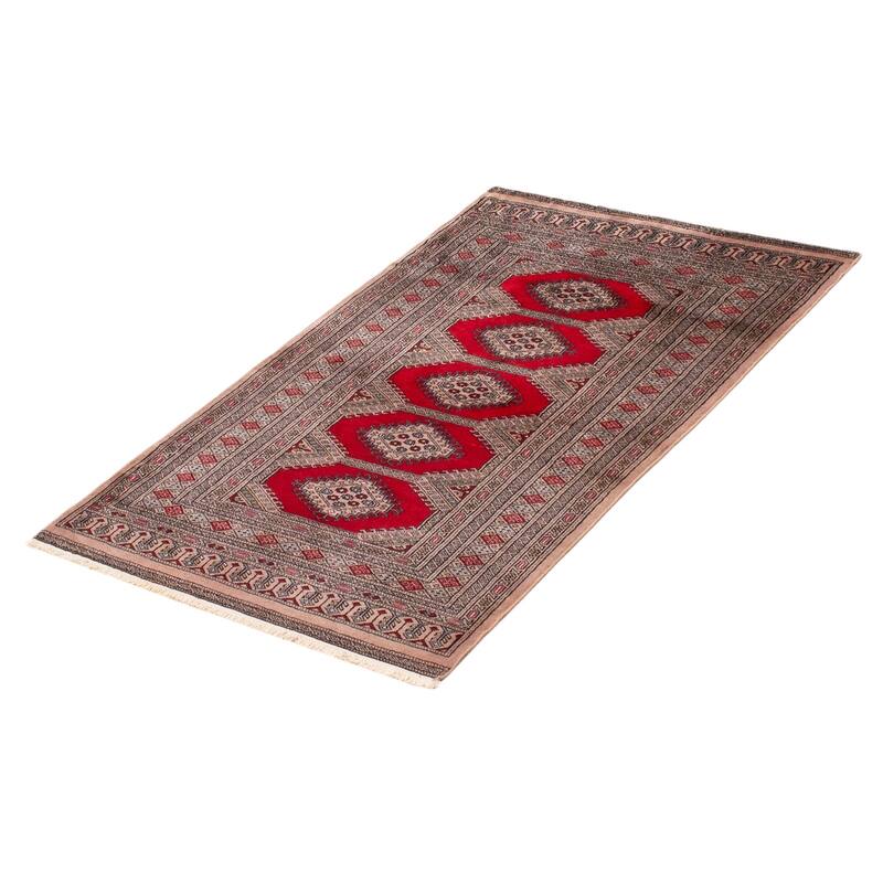 ECARPETGALLERY Hand-knotted Finest Peshawar Bokhara Red Wool Rug - 3'1 x 5'0