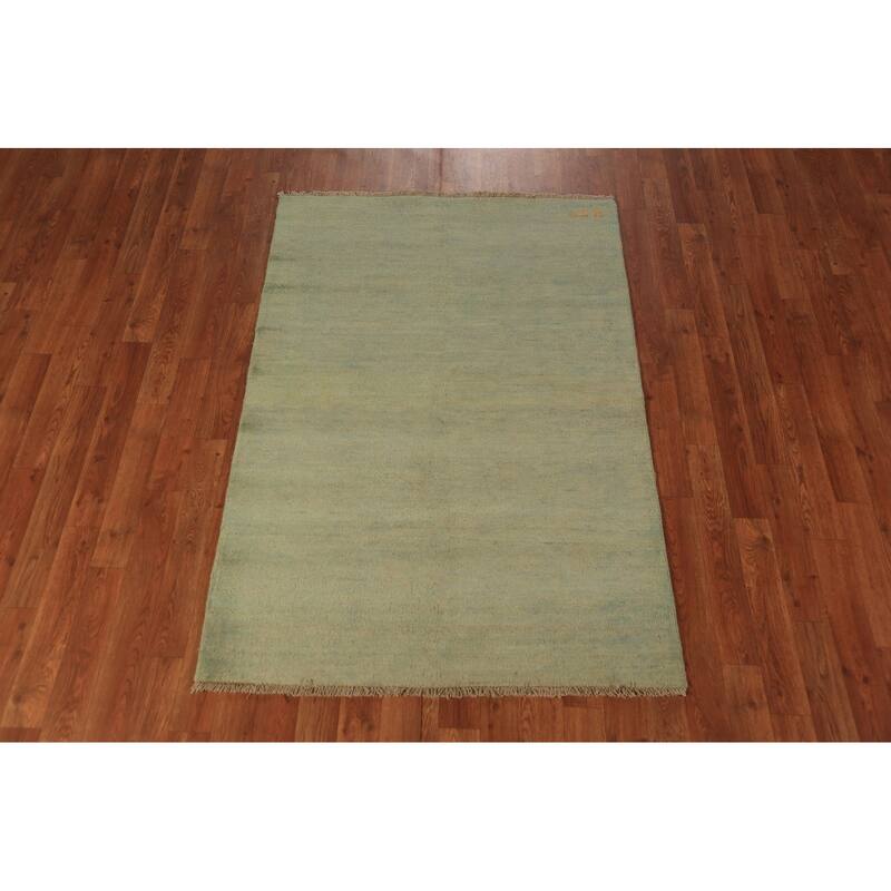 Gabbeh Modern Rug Handmade Solid Wool Carpet - 3'4" x 4'10"