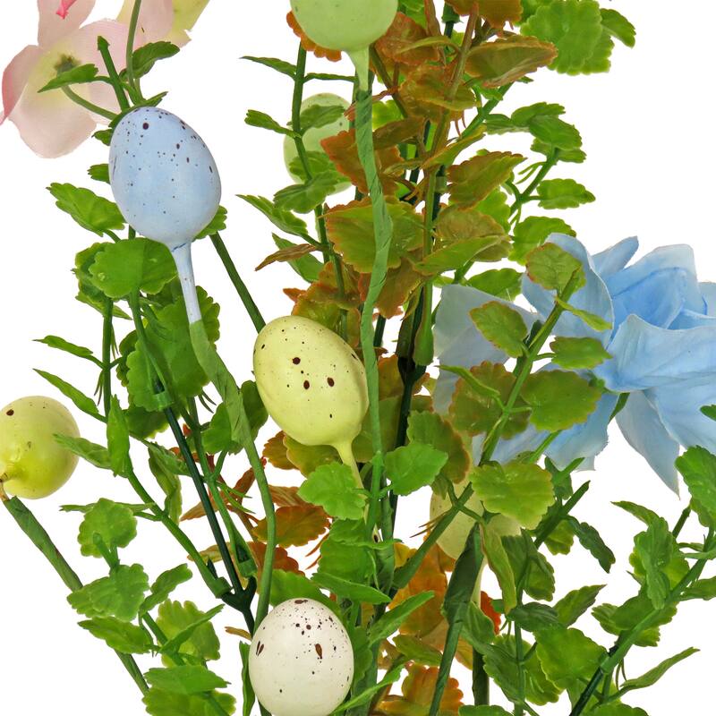 National Tree Company 24 Inch Easter Decoration Tree with Pastel Eggs, Flower Blooms, and Wooden Block Base - 24 in
