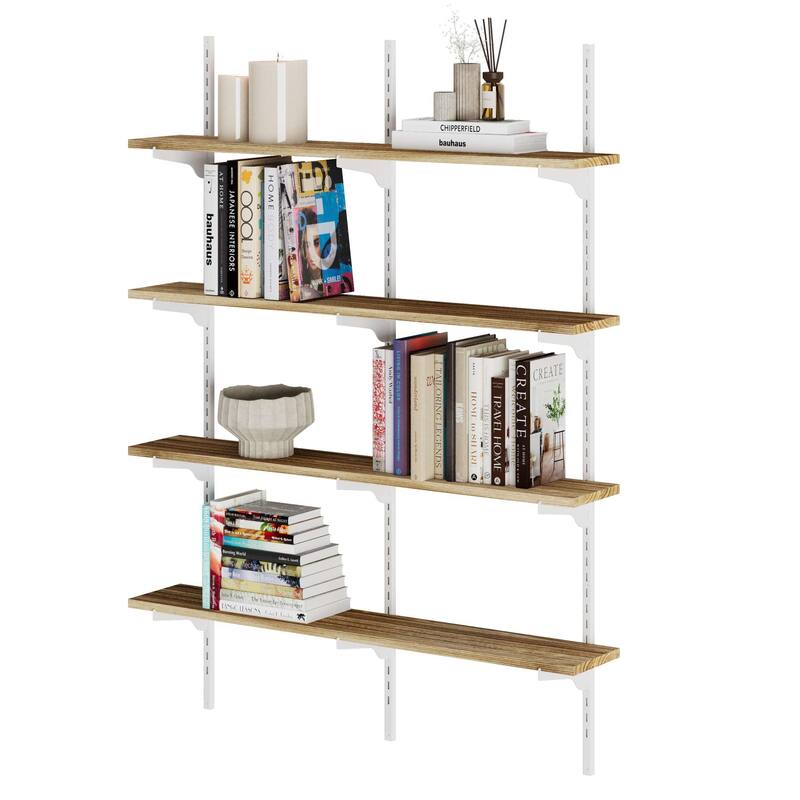 Wallniture Turin 36" Floating Wall Shelf with Adjustable Brackets, Rustic Shelves, Wall Mounted, Boho Decor, Wood, Tier Options