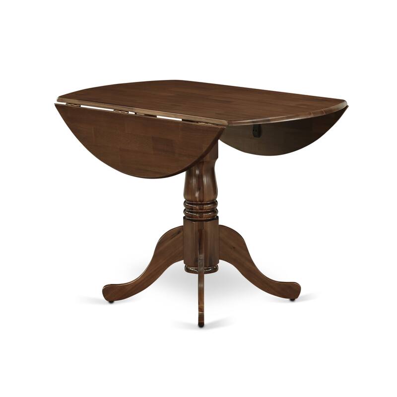 East West Furniture Kitchen Table Set Includes a Round Kitchen Table and Chairs, Antique Walnut (Pieces Options) - DLAS5-AWA-27