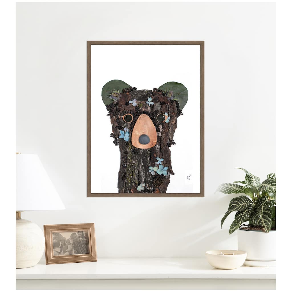 Kate and Laurel Black Bear by Madeline Jeppesen Framed Canvas Wall Art Print
